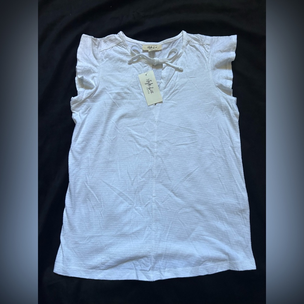 Style & Co. White Ruffle Knit Top